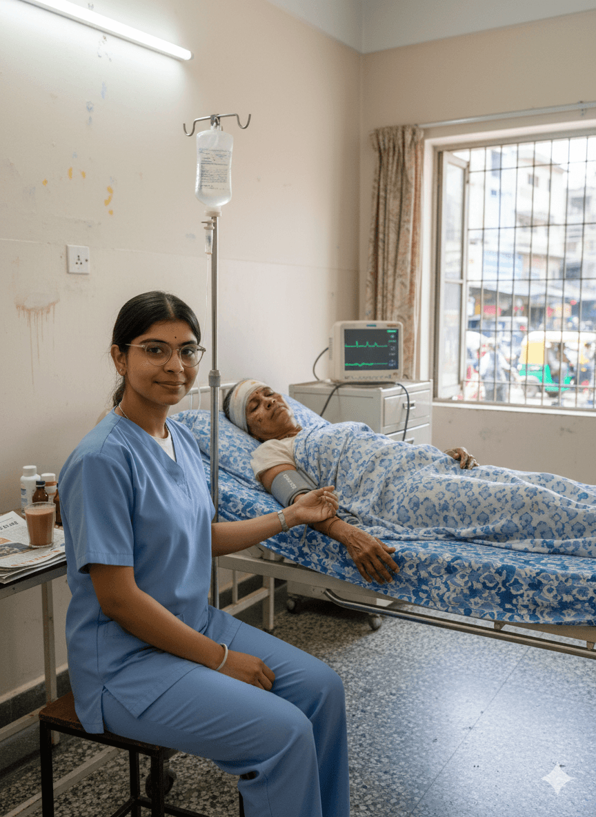 Healthcare professional providing care